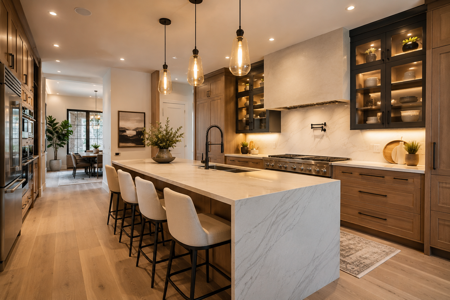 Finished high-end kitchen with an island